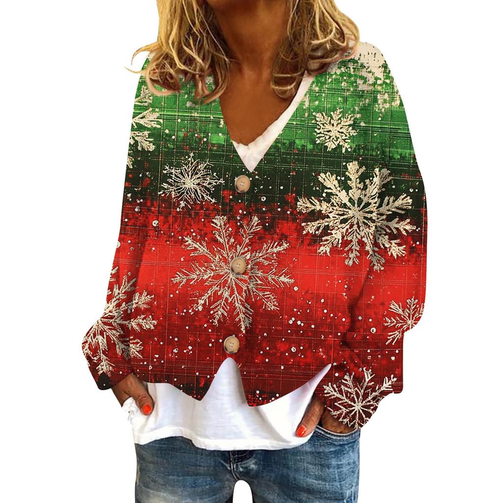Women's Fashion Short Coat Casual Long Sleeve Printed Single Breasted Plush Top
