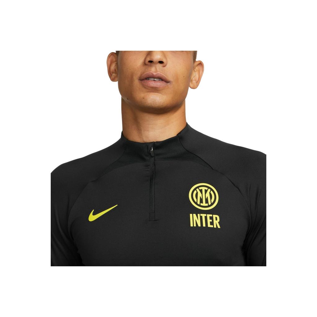 Nike Inter Milan Strike Drill Top Outdoor Casual Sports Pullover Long Sleeve Football Shirt Men Tops Black Yellow DN2813-010