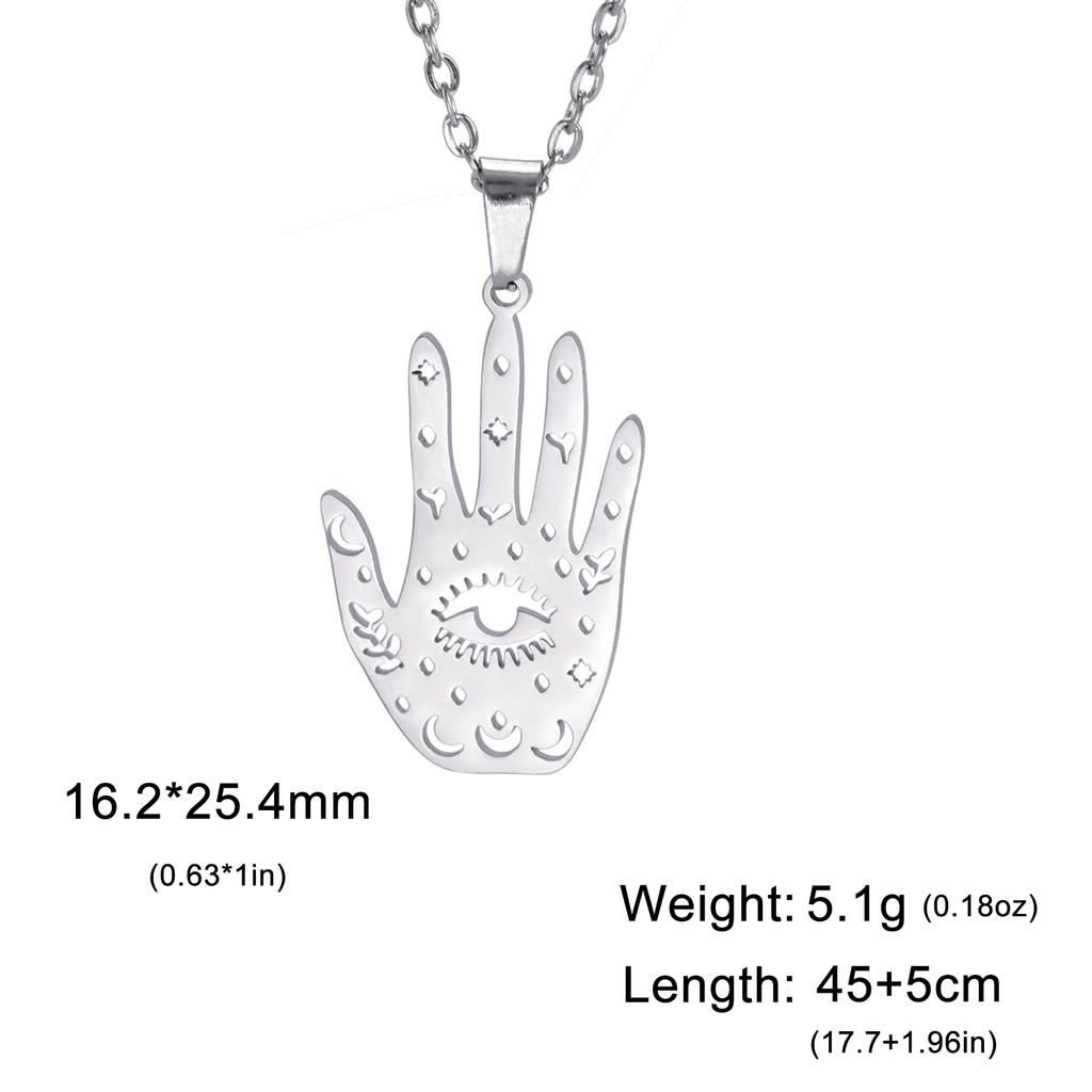 LIKGREAT Hamsa Fatima's Hand Lotus Pendant Necklace Stainless Steel Star of David Hexagram Turkish Evil Eye Choker Jewelry Gifts