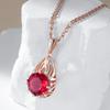 Shiny Red Natural Zircon Pendant Necklace Women Fashion  Rose Gold Color Party Accessories Daily Fine Vintage Jewelry