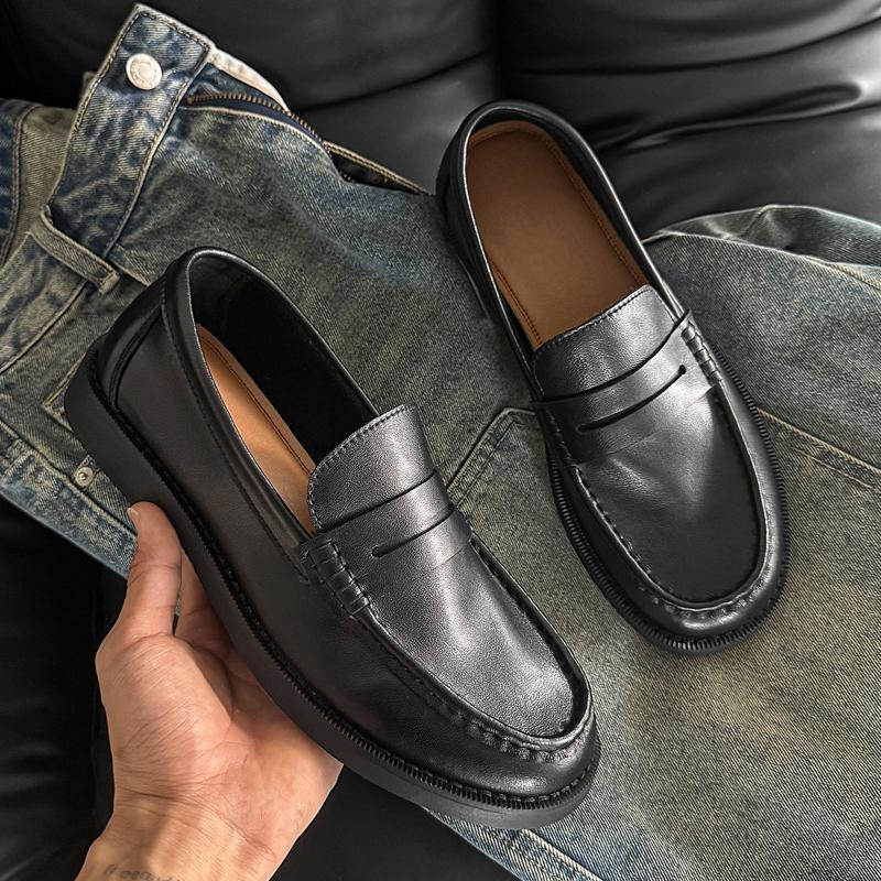 Fashion Handmade Mens Leather Loafers Non Slip Slip on Walking Flats Breathable Outdoor Casual Shoes for Man Work Office Driving Shoes