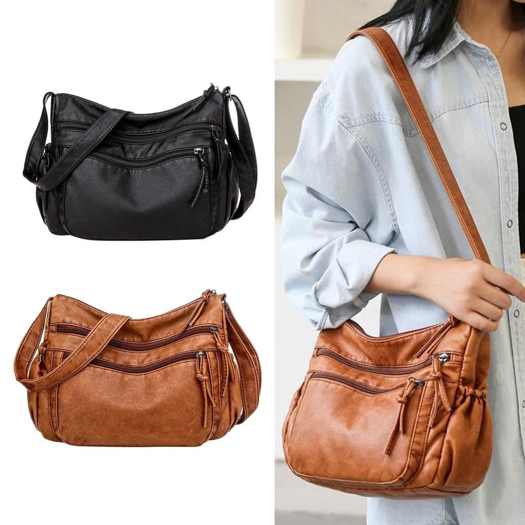 Women PU Leather Crossbody Bag Handbag Satchel Hobo Shoulder Bag Ladies Big Capacity Business Work Totes Adjustable Strap