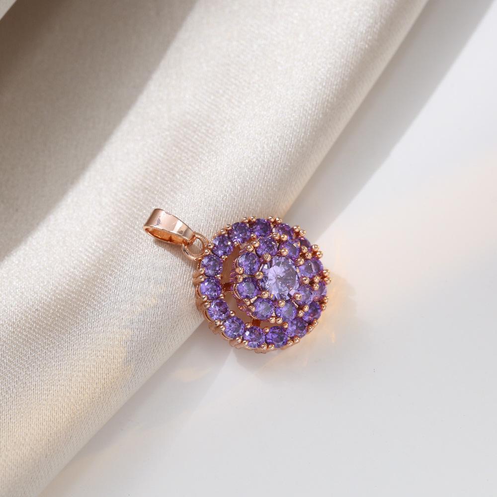Trendy Japanese & Korean Style Zircon Titanium Steel Jewelry Set: Necklace, Rotating Stud Earrings & Ring