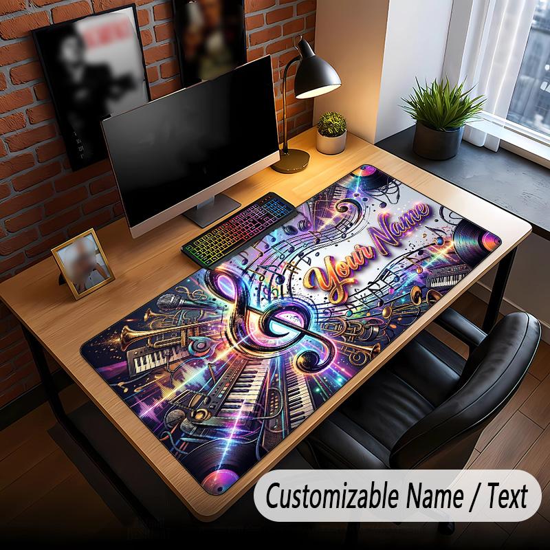 Music General Theme Custom Mouse Pad Personalized With Name Text Customized Desk Mat For Office Home Decor