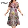 3d Plant Flower Print Women's Dress 2026 Summer Short-sleeved Clothing Casual Loose Retro Dress