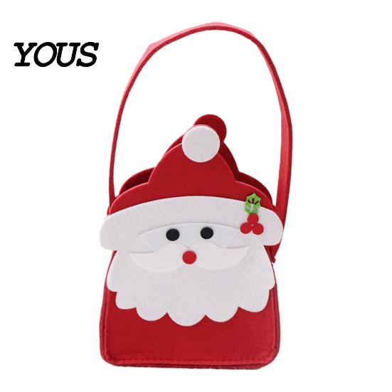 Holiday Gift Storage Pouch Christmas Felt Candy Bag, Santa Claus Snowman Patterns Treat Pouch, Large Capacity Reusable Holder Thickened
