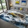 Large Eagle Head Digital Art Print Rug - Non-Slip, Machine Washable, Anti-Fatigue Polyester Carpet with Cloud and Mountain Desig