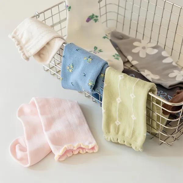 [Gift Set] Mellow Blossom Cotton Socks Women's 4-Piece Set - 02 Sweety + Free Shopping Bag