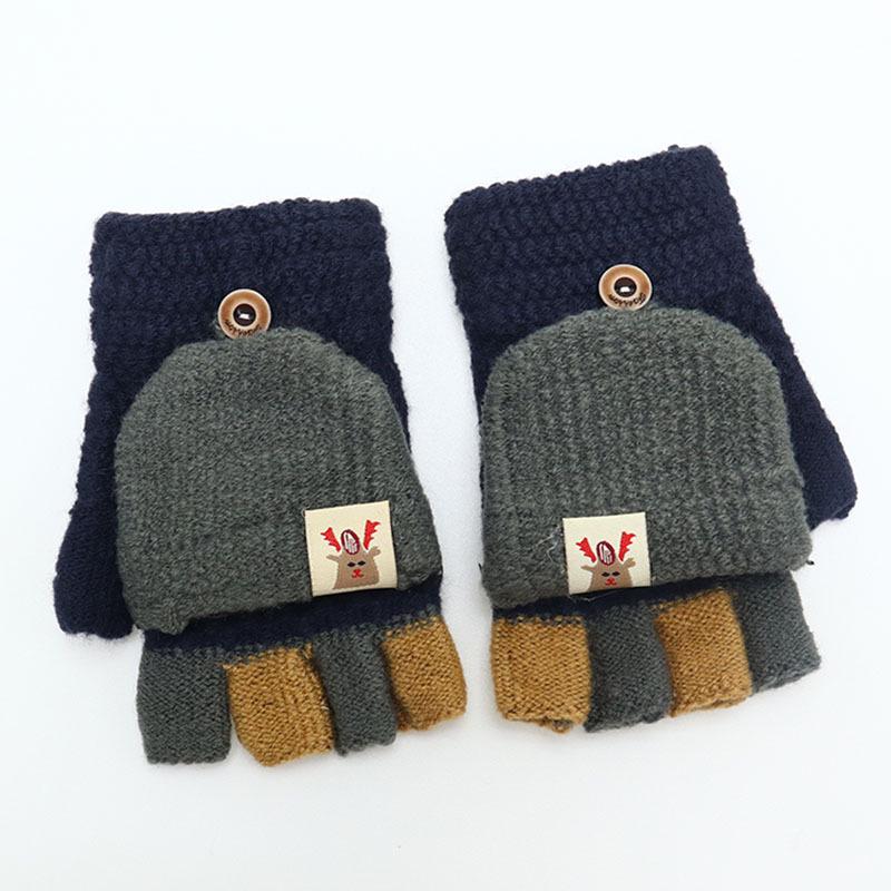 

Children s Winter Wool Flip-Top Gloves - Warm, Cartoon Design for Elementary Boys & Girls Free Size