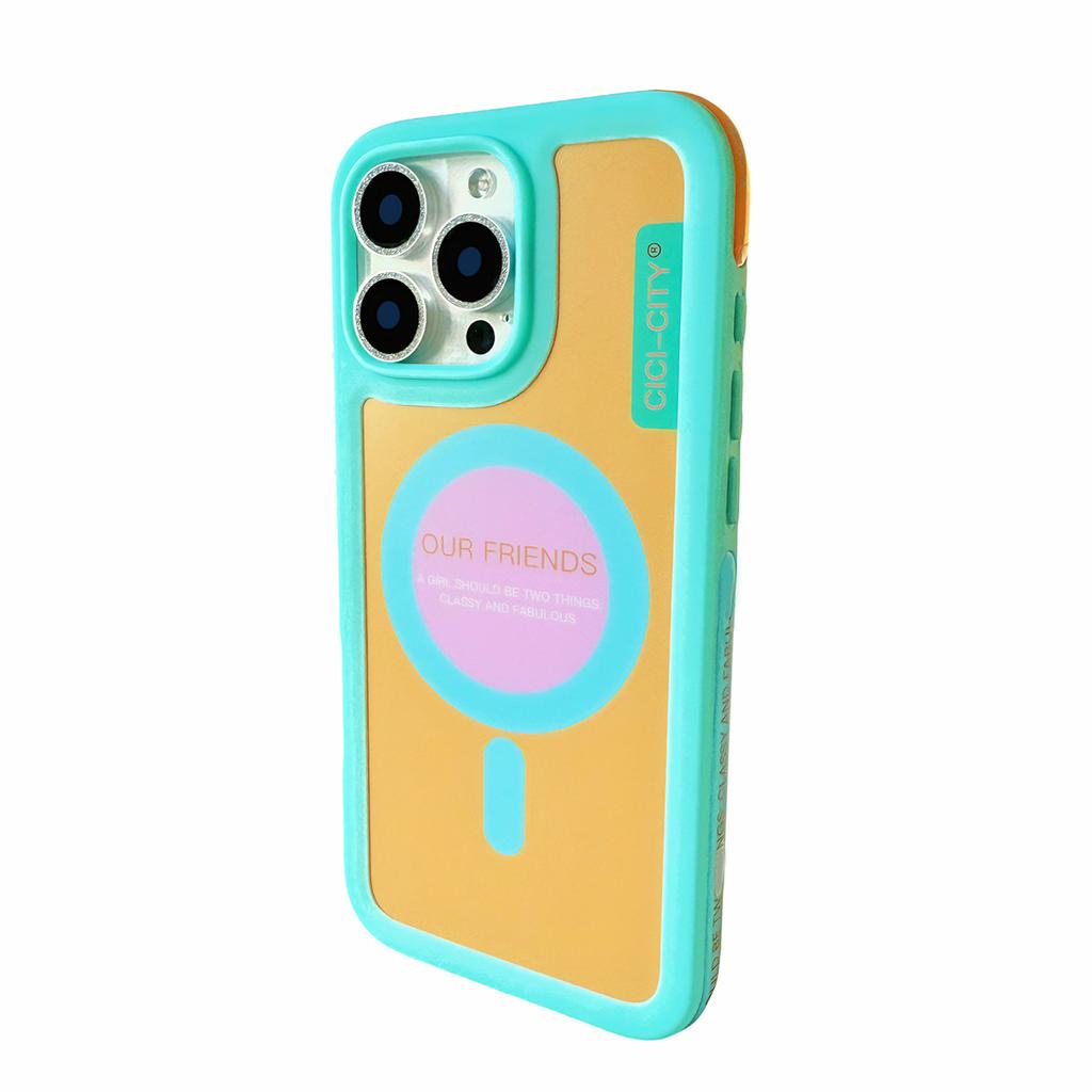 For iPhone 13 14 15 16 17 Pro Max Case Magsafe Happy Dapamine Color Anti-Collision Drop-proof Protective Cover for Summer Girls