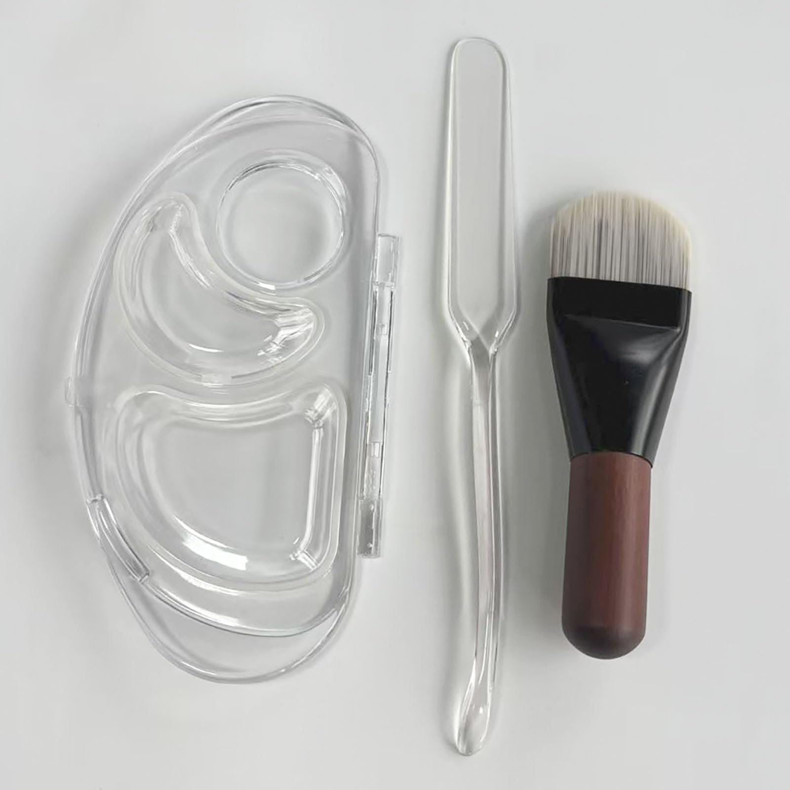 

FTmoonie Foundation Shade Adjustment Palette, Makeup Tool with Spatula and Ultra-Soft Brush, Portable Brush, Transparent Shade Customization, for