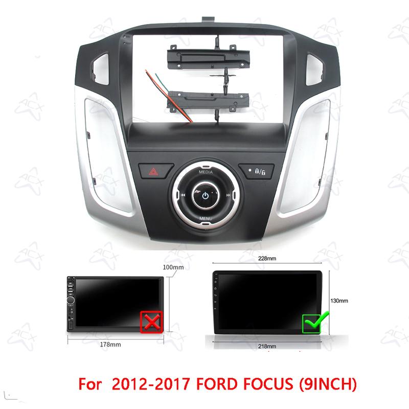 9inch Car Radio Fascias For Ford Focus 2012-2017 Android Stereo Frame Player 2 Din Head Unit Panel Dash Trim With Cable Canbus