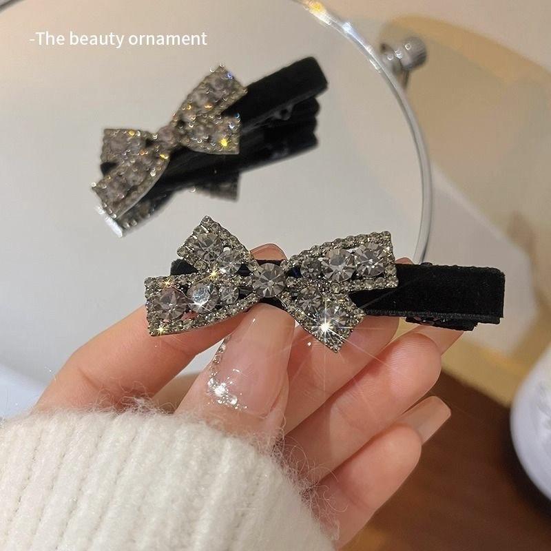 2026 High-End Rhinestone Bow Hair Clip: Elegant Niche Style for Taming Stray Forehead Hair