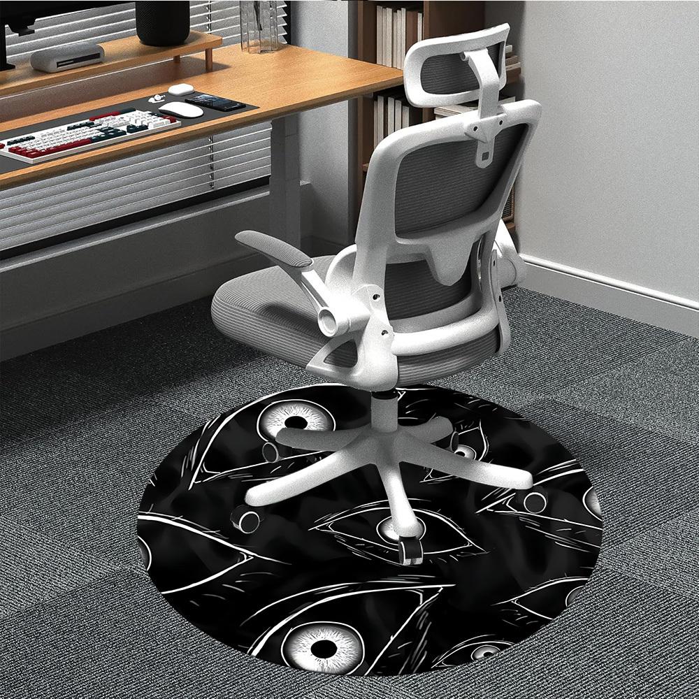 1pc Eyes Pattern Office Round Area Rug, Mat Suitable For Office, Under Office Chairs Bedroom Living Room Home Decor, Room Deco