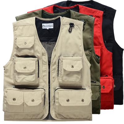 Men Fly Fishing Multi Pocket Vest Outdoor Photography Fly Vest Cotton Jacket