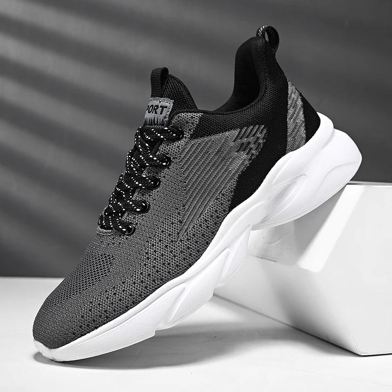 Men's casual sports shoes flying woven lightweight outdoor breathable mesh running shoes jogging training fitness men's shoes
