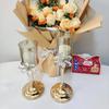European Crystal Flower Metal Candle Holder, Vintage Romantic Candlelight Decor Stand