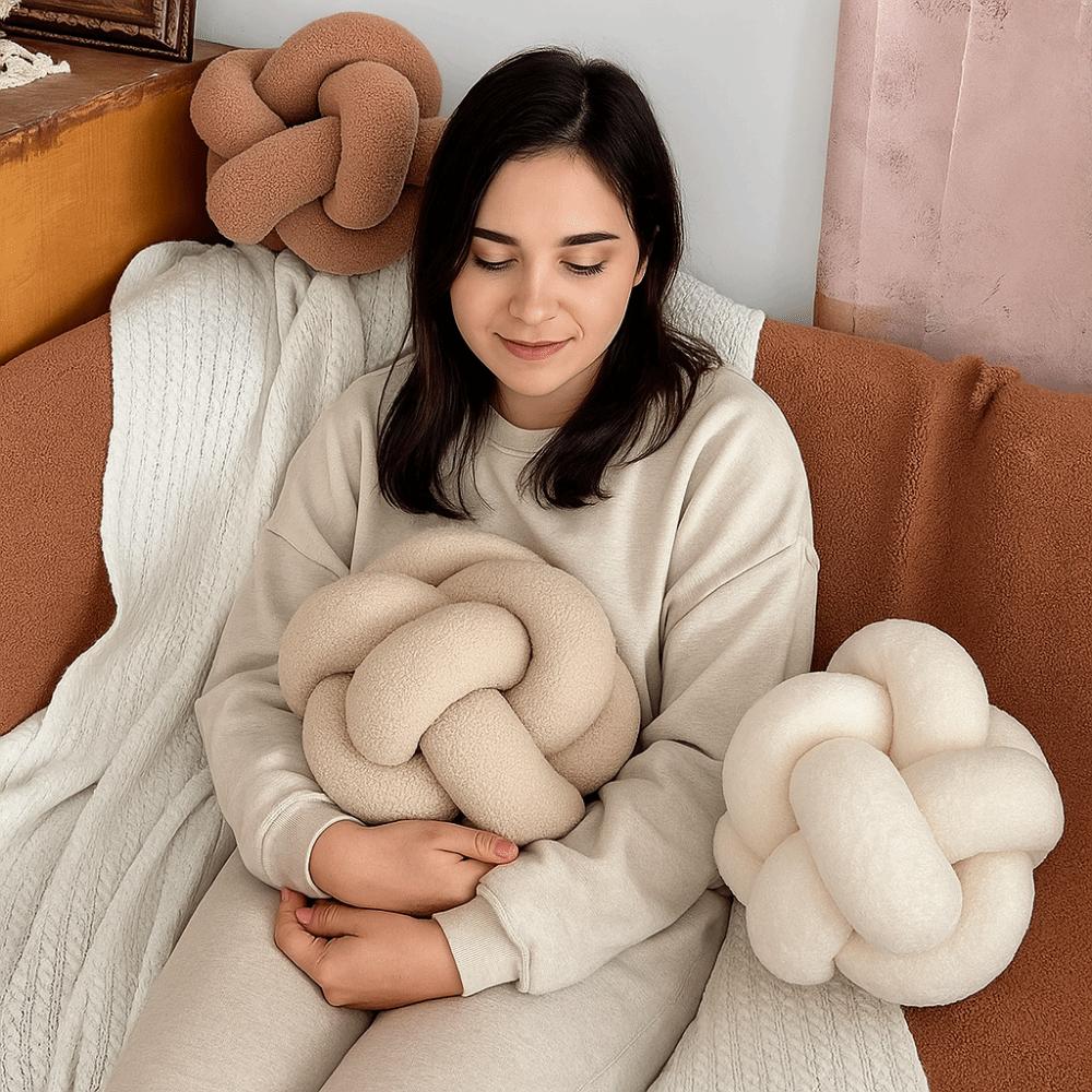 Skin Friendly Knotted Ball Throw Pillow Soft Chair Backrest Fashion Waist Support Cushion  Bedroom