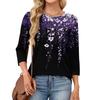 343/4 Sleeve Shirts For Women Cute Print Graphic Tees Blouses Casual Plus Size Basic Tops Pullover