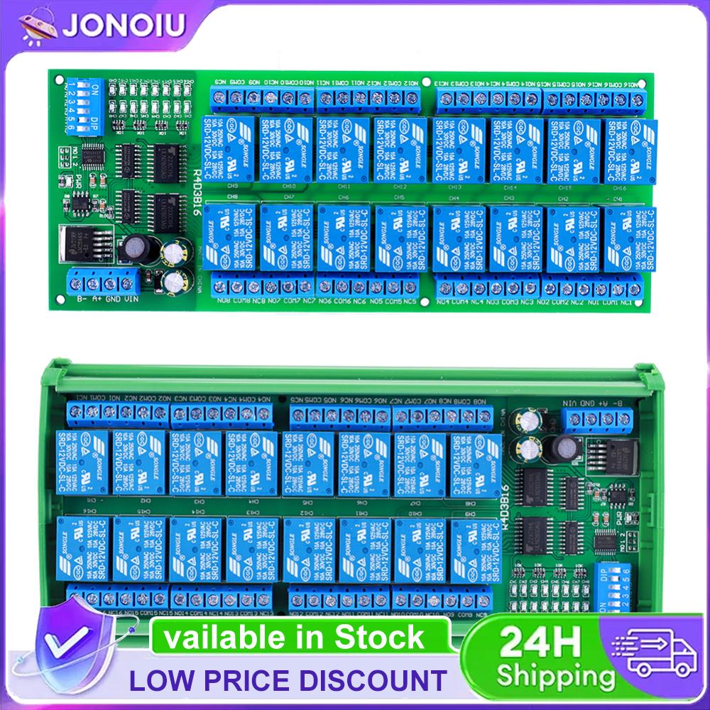 16 Channel DC 12V PLC Controller Serial Port Switch RS485 Relay Module Switch Module for PLC PTZ Camera Motor LED