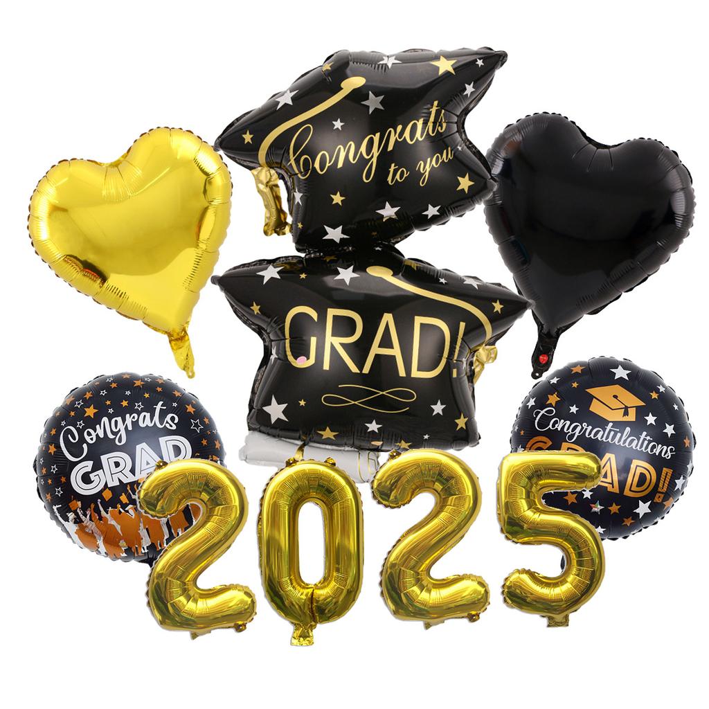 Abschluss-Saison Thema Aluminiumfolien-Ballon-Set Goldener Absolventenhut Feier Klassenzimmer Schulparty Dekoration