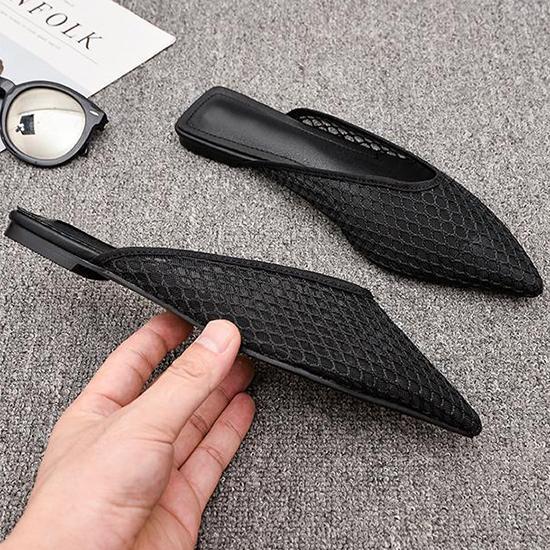 Sandale Plate Ascuțite de Vară pentru Oameni Leneși, Jumătate Târâite, Papuci de Damă cu Vârful Acoperit