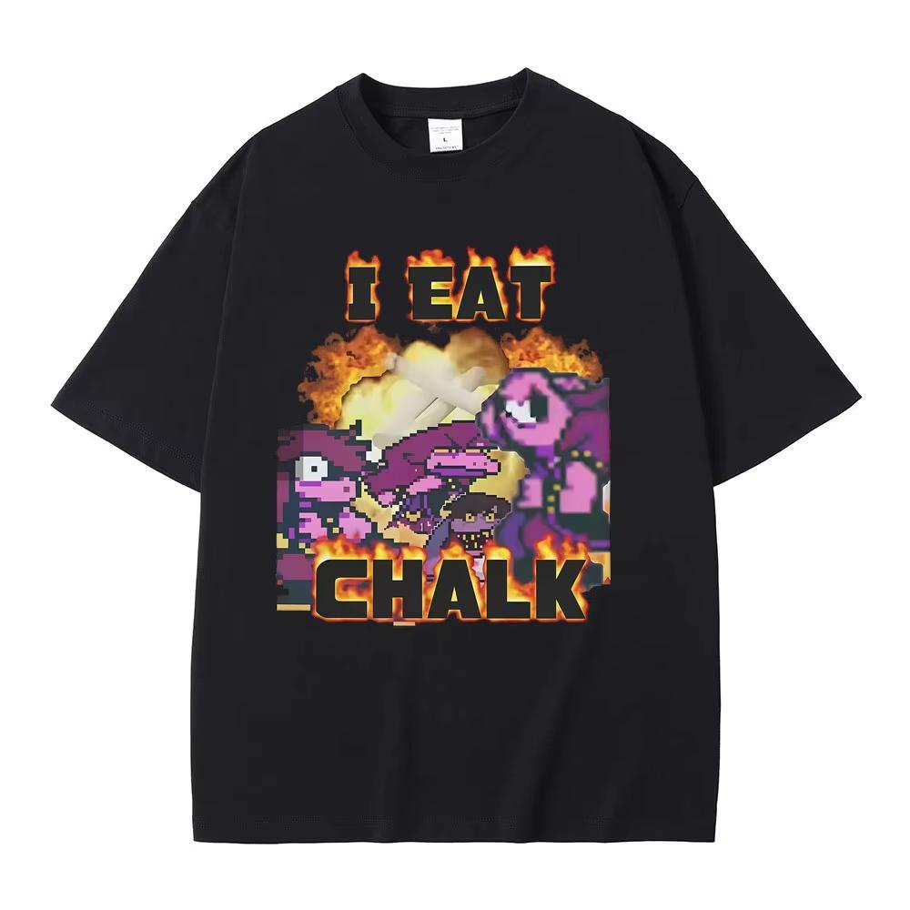 

Game Deltarune I Eat Chalk Funny Meme T-shirt Men Women Causal Cotton Short Sleeve T-shirts Male Otaku Lovers Fans Gift T Shirts S разноцветный