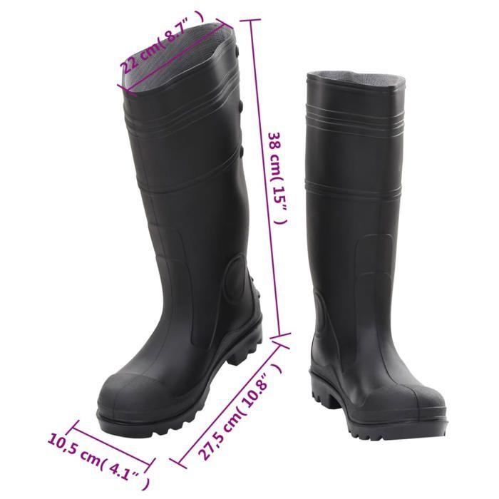 VidaXL Bottes de pluie noir taille 38-46 PVC