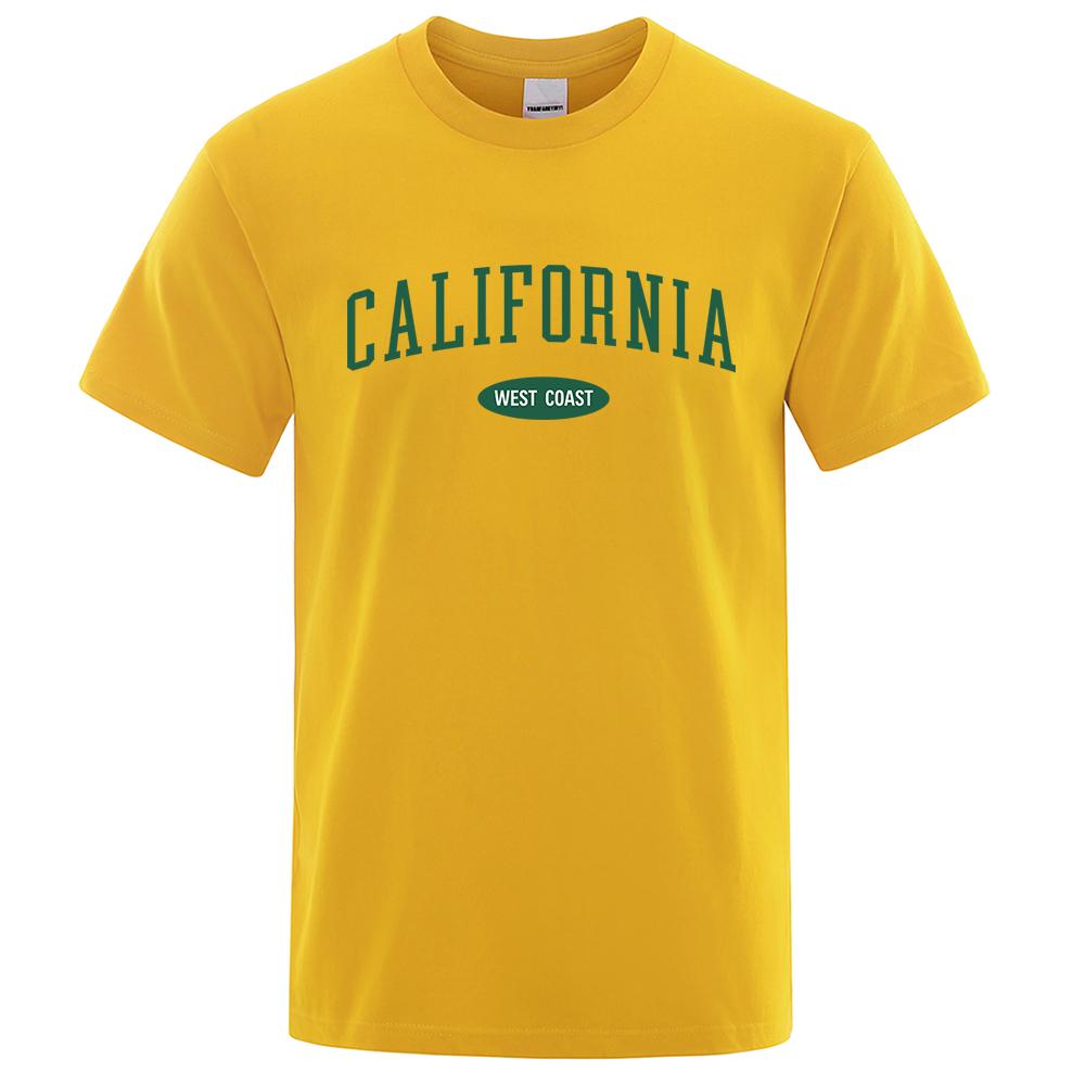 California West Coast Street Letter T Shirt Men  O-Neck Tshirts Summer Cotton Tops Fashion Loose Street Hip Hop T-Shirts