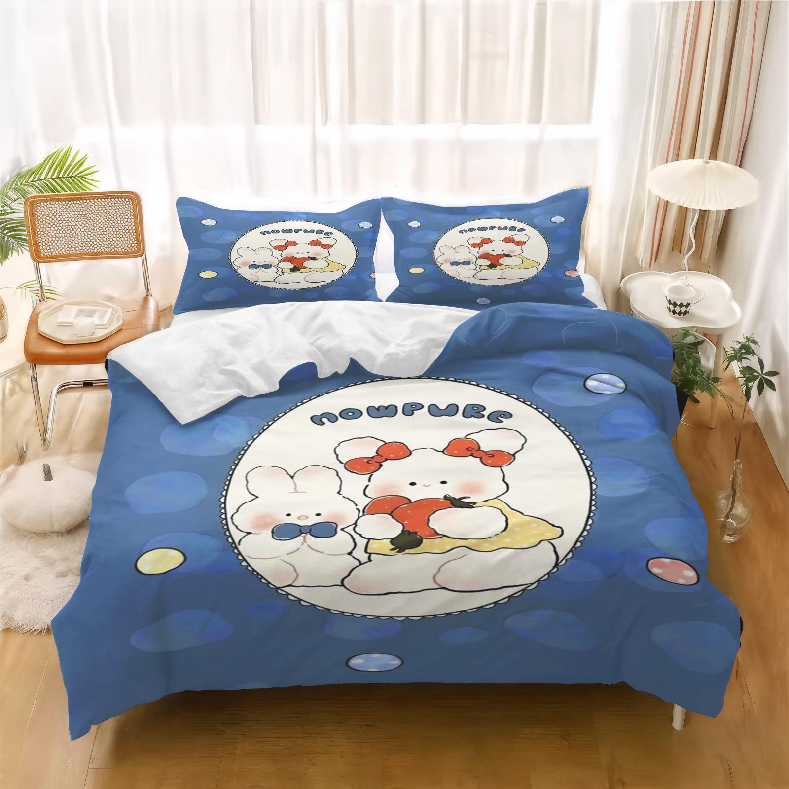 

Comforter Lucky Rabbit Anime Children S Bedding Printed Children Adult Set Queen Size Reactive Printing Quilt Comforter (quilt)-EU Single(135*200cm)3pcs