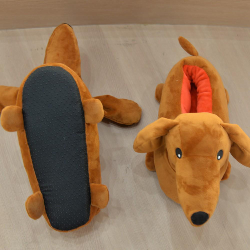 Dachshund Plush Slippers - Cozy Winter Bedroom Footwear