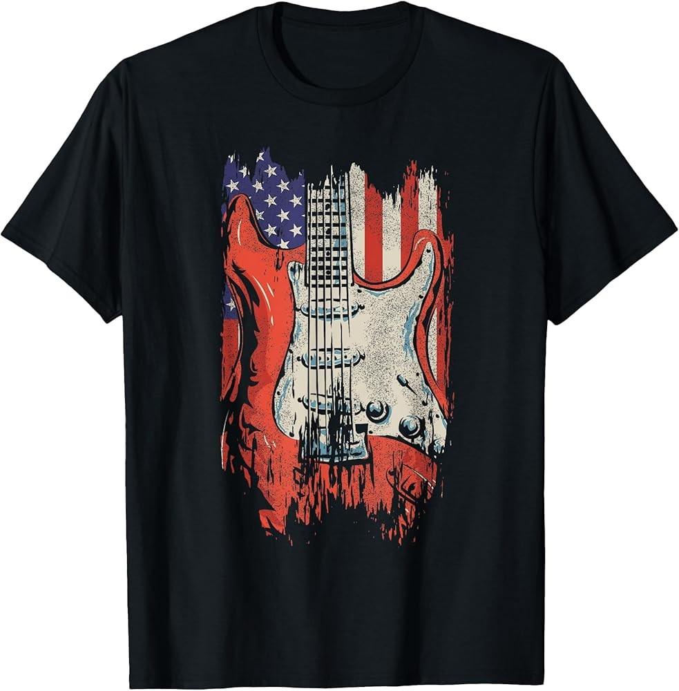 American Flag Guitar 4th of July Guitarist USA Country Music TShirt Unisex T-Shirt