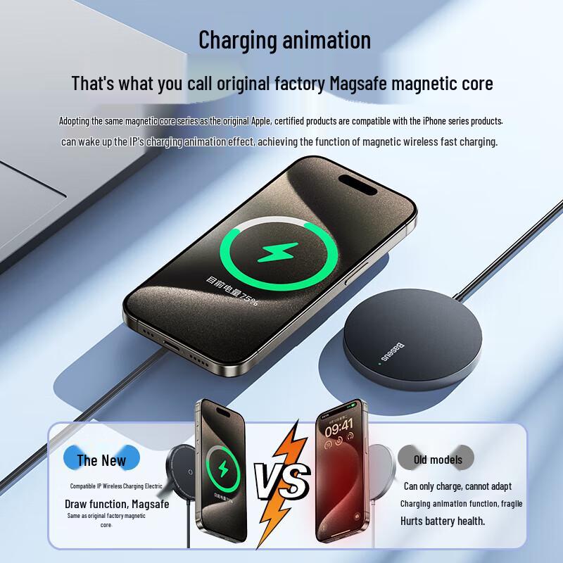 Baseus MagSafe 15W Wireless Charger for iPhone & Earbuds