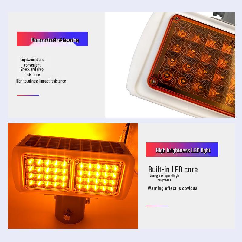 Solar Dual-Sided Red/Blue Strobe Traffic Safety Light: Anti-Collision Warning Signal