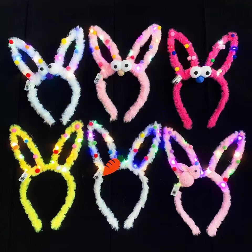 Luminous Feather Bunny Ear Plush Headband Hair Clip - Fun Accessories & Gifts