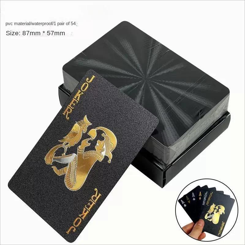 New 54 Black and Gold Plastic Playing Cards Waterproof Card Gift Collection Aluminum Foil Poker Set Practical Party Gifts
