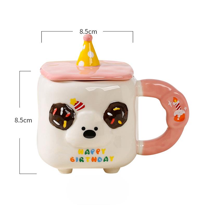 Birthday Gift for Girls Cartoon Puppy Small Gift with Lid Ceramic Cup High Temperature Resistance Cute Mug Set Cup