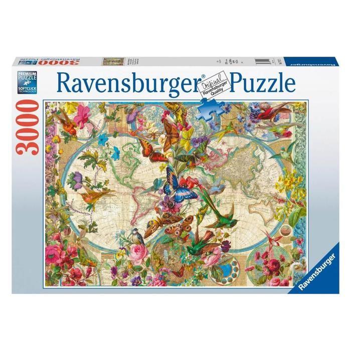 Puzzle 3000 pièces : carte de la flore et de la faune
