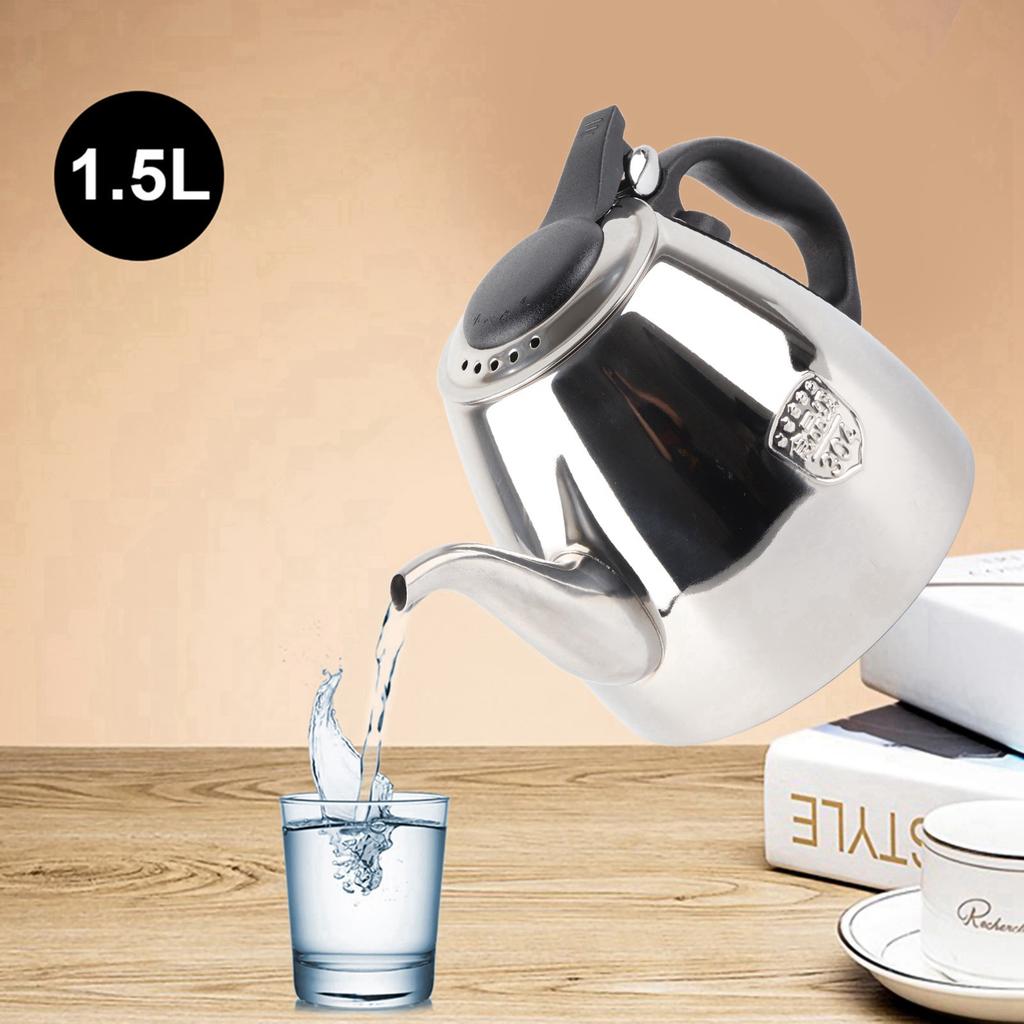 1,2L 1,5L Edelstahl Kochplatten Teekanne Tee Kaffee Kanne Wasserkocher Hitzebeständiger Griff Edelstahl Kaffeekanne