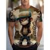 3D Men's Short Sleeved T-shirt with Fun Printed Clothing Summer Men's Round Neck Top Shirt