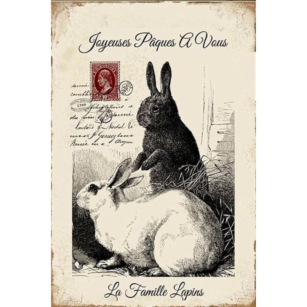 Retro Metal Wall Sign, Easter Bunny with Eggs, Vintage Tin Plate Home Decor