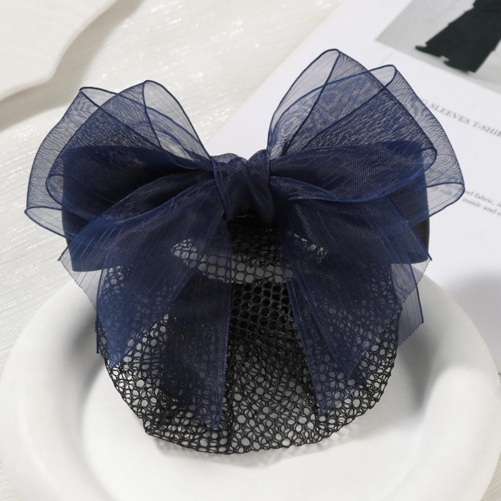 Convenient Bowknot Net Bun Snood Vintage Hair Clips Sweet Hair Bun Cover  Women Spring