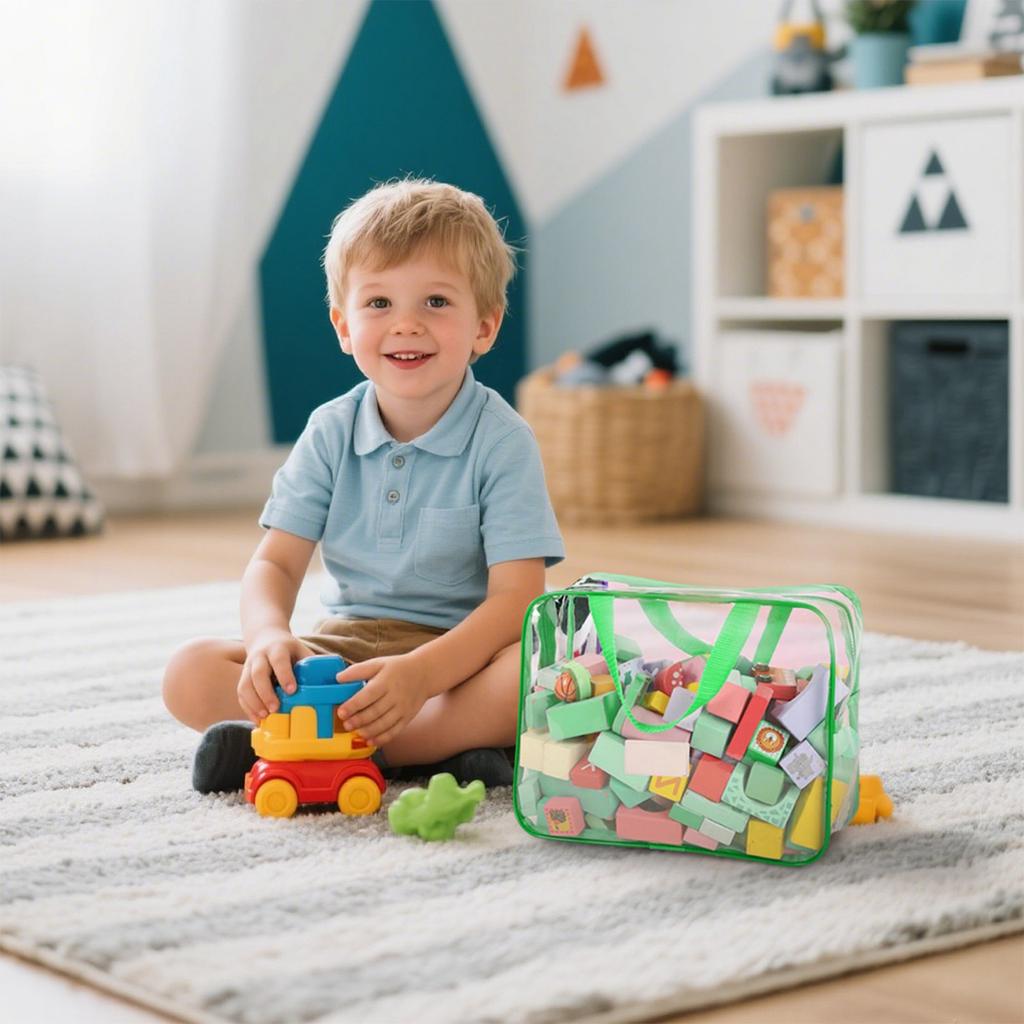 Toy Storage Bags Large PVC Reusable Board Game Storage Containers Clear Zipper Pouches Travel Organizer Bags For Building Block, Puzzle, Kids Books