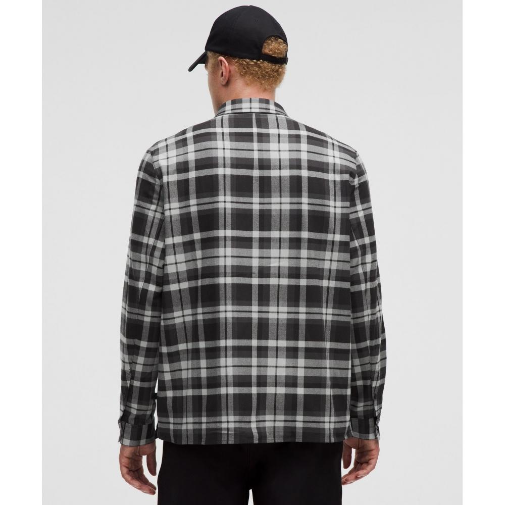 Lululemon Brushed Woven Overshirt Prospect Plaid Super Dark Misty Grey