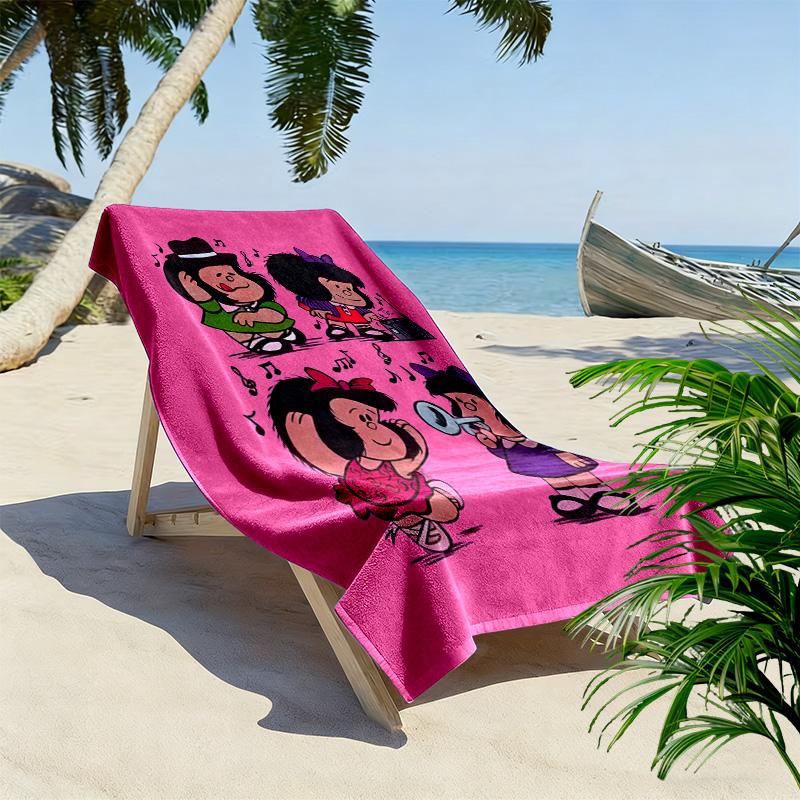Mafalda Print Beach Towel, Large Soft Quick Dry Towel for Beach Camping Swimming