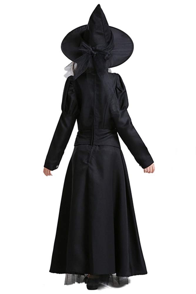 [Madrugada] Witch Classical Authentic Cosplay 3-Piece Set (Costume Set, Witch Hat, Halloween Tattoo Stickers) Long Skirt Black Dress Black Witch