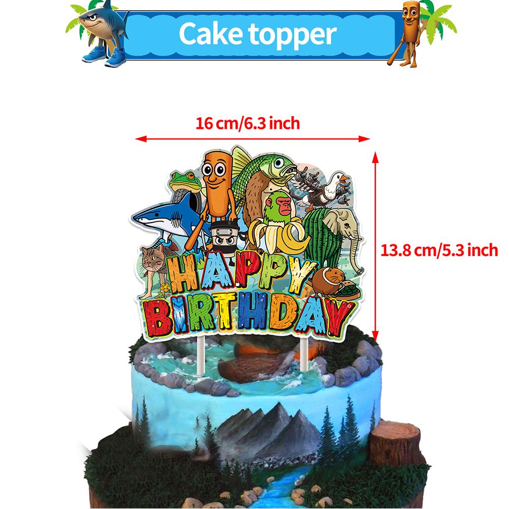 30 Pcs Tung Tung Tung Sahur Party Supplies, Banner, Cake Topper, Balloons