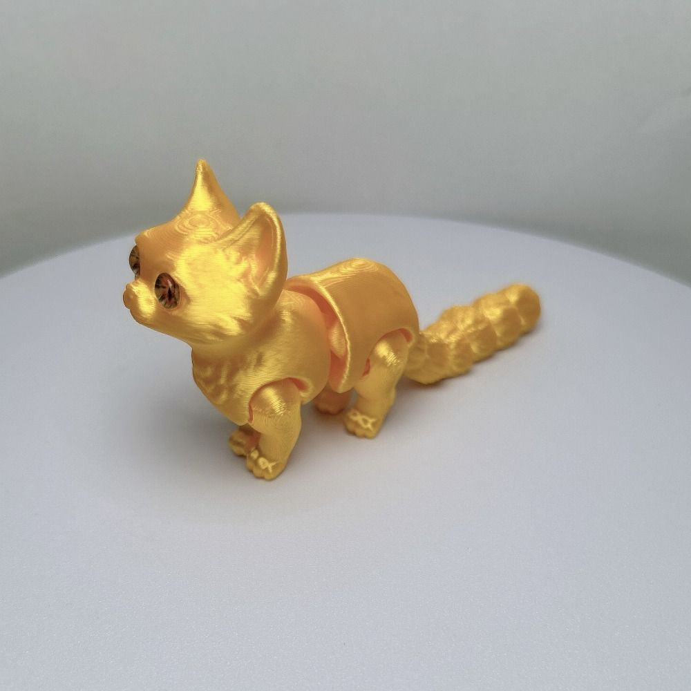 Plastic Material Articulated Cats Big Eyes 3D Printed Cat Figure  Room Decoration