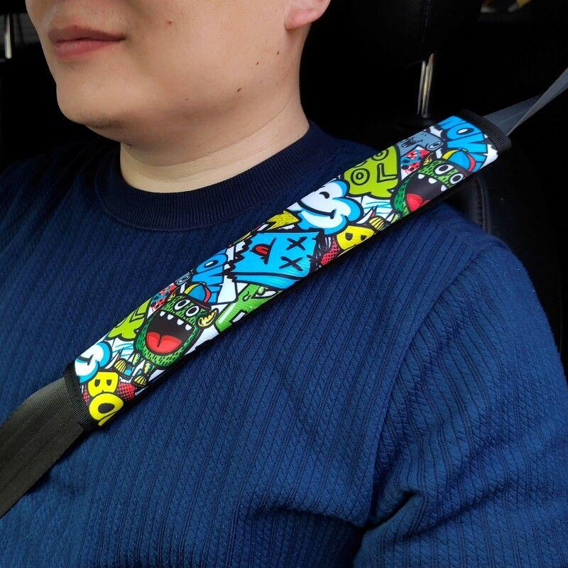 JDM Automobile Seat Belt Shoulder Protector Cartoon Ethnic Style Long Safety Belt Protective Cover All Year Round Neutral