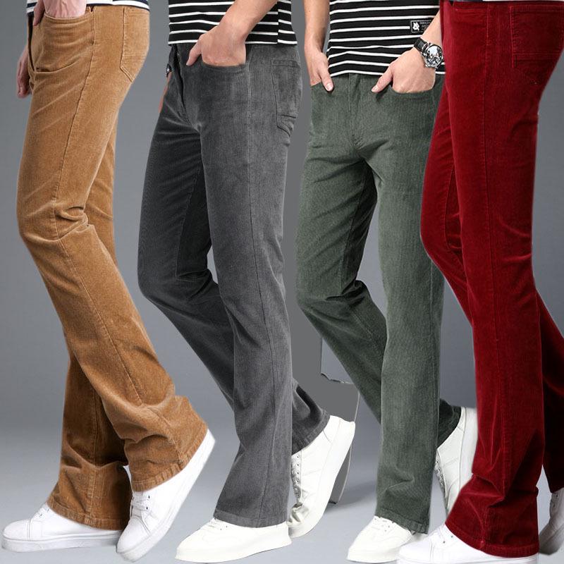 Men's Spring & Autumn Flared Corduroy Pants – Korean Style, Stretch Slim Fit